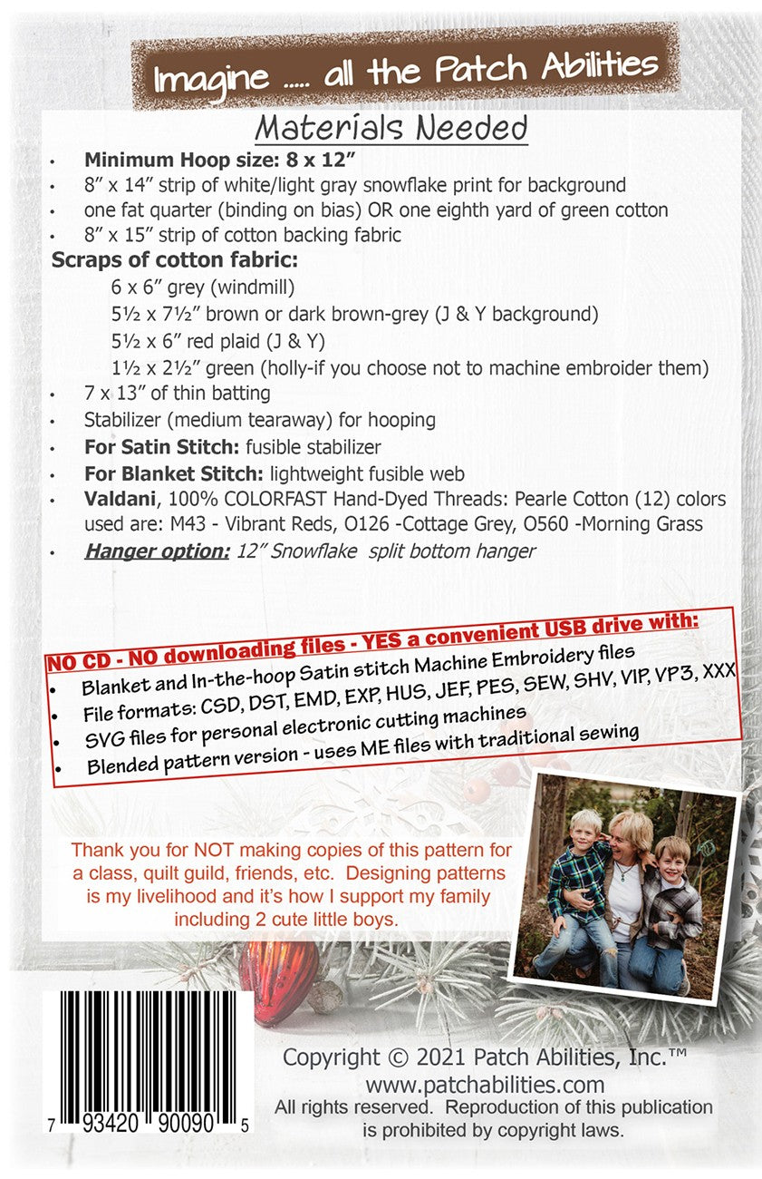 Back of the JOY Machine Embroidery Version by Patch Abilities