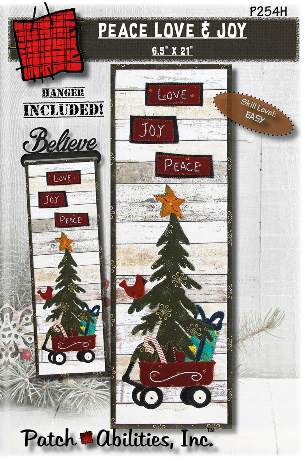 Peace Love and Joy with hanger