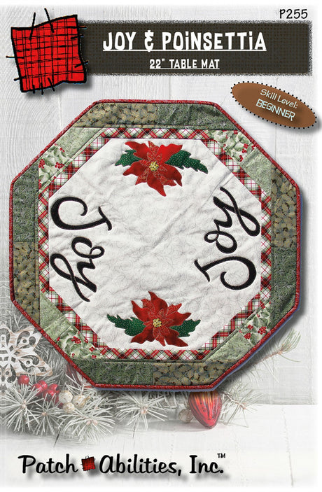 Joy and Poinsettia 22" table mat