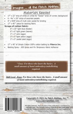 Back of the Peaceful Easter Quilt Pattern by Patch Abilities