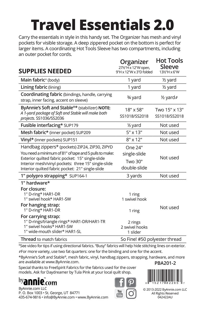 Back of the Travel Essentials 2.0 Pattern