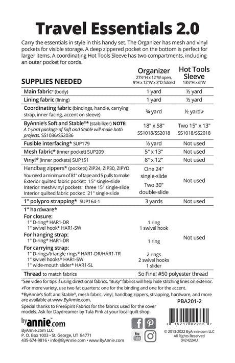 Back of the Travel Essentials 2.0 Pattern