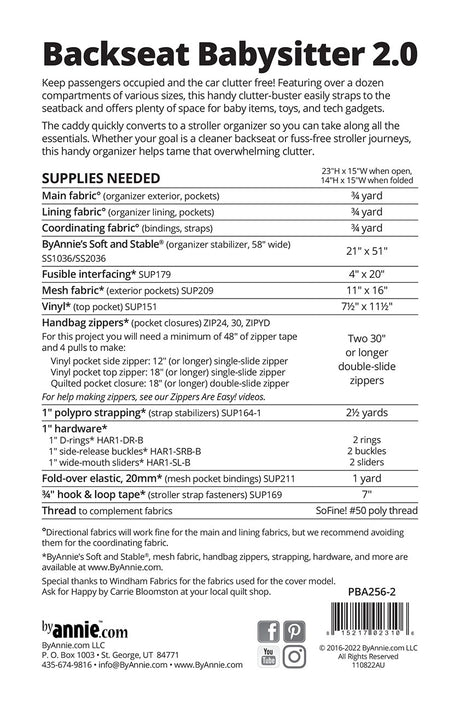 Back of the Backseat Babysitter 2.0 Pattern by Annie