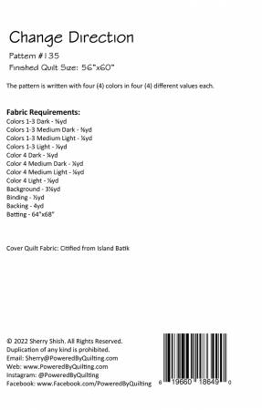 Back of the Change Direction Quilt Pattern by Powered By Quilting