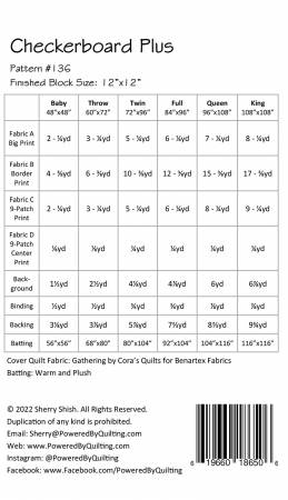 Back of the Checkerboard Plus Quilt Pattern by Powered By Quilting