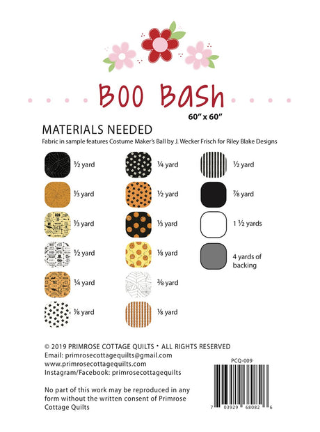 Back of the Boo Bash Quilt Pattern by Primrose Cottage