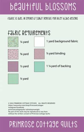 Back of the Beautiful Blossoms Quilt Pattern by Primrose Cottage