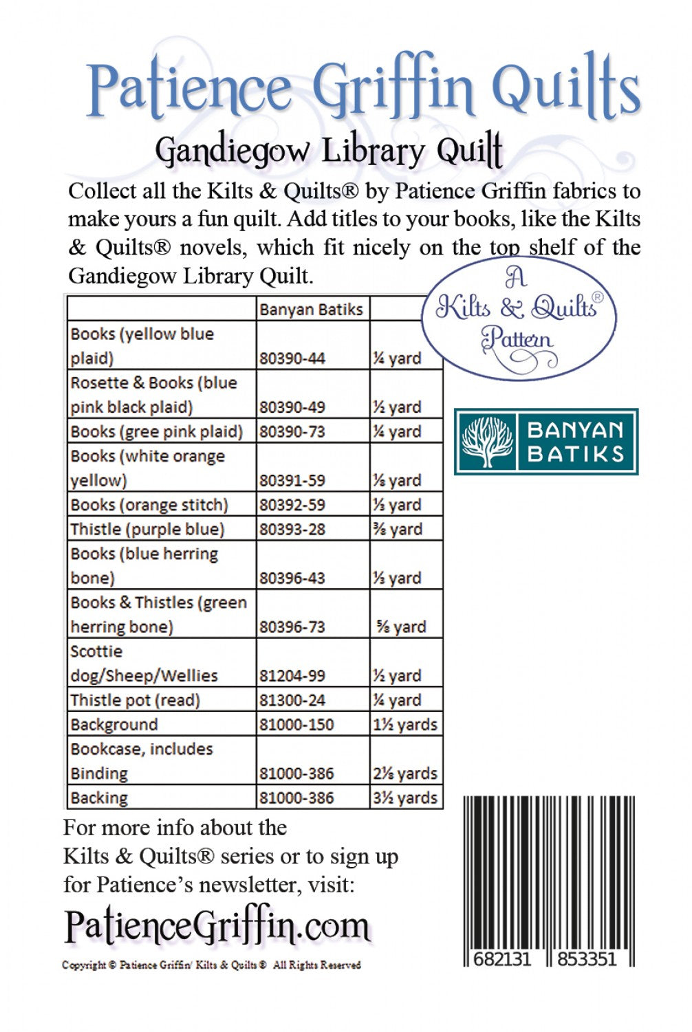 Gandiegow Library Quilt Pattern