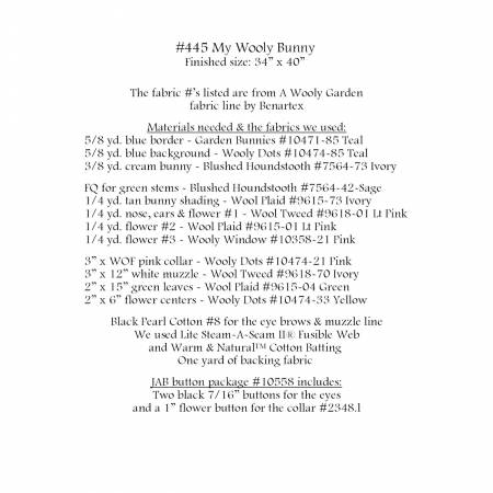 My Wooly Bunny Quilt Pattern