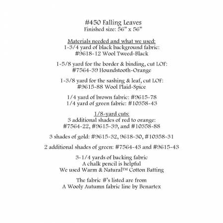 Back of the Falling Leaves Quilt Pattern by Prairie Grove Peddler