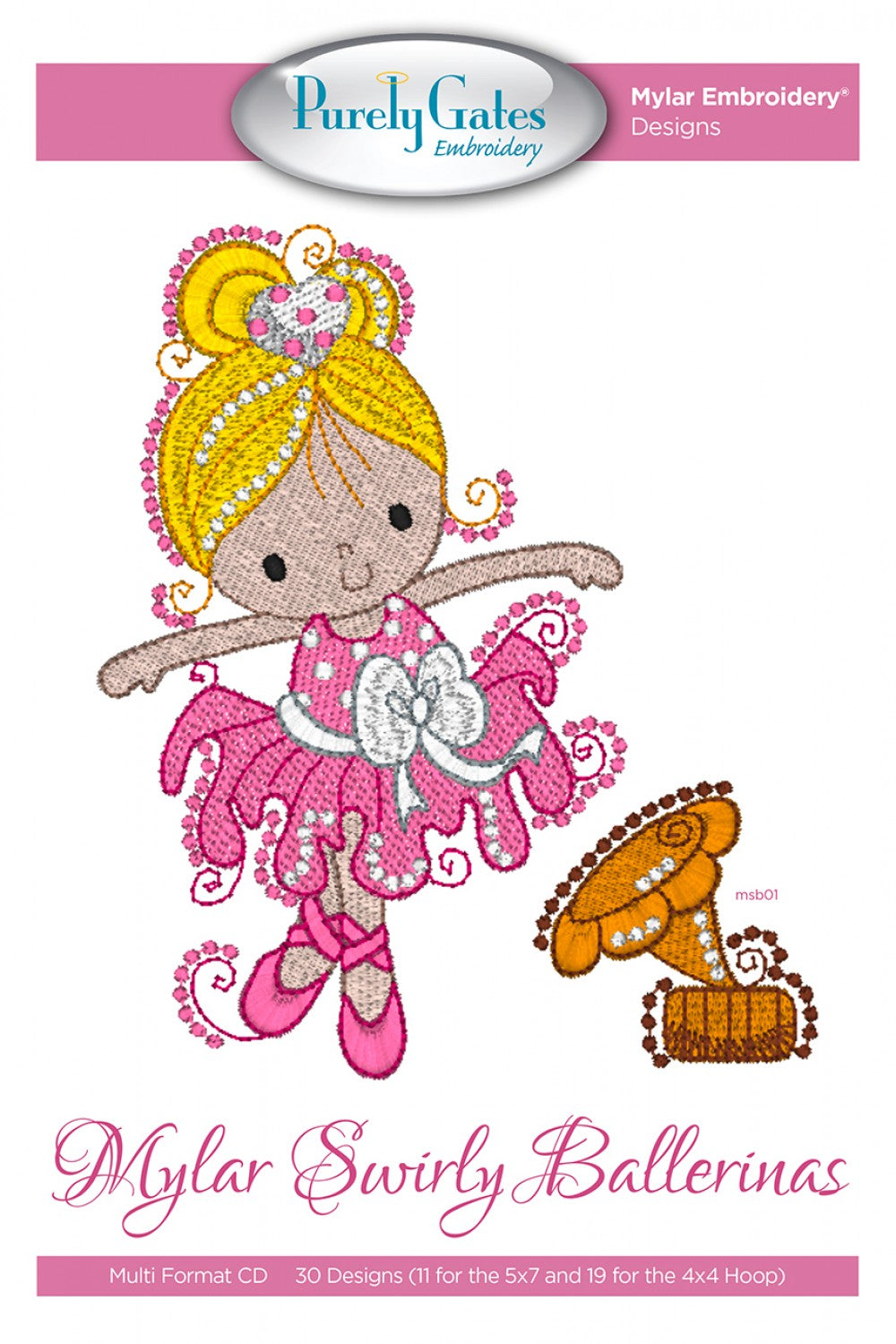 Mylar Swirly Ballerinas Machine Embroidery CD
