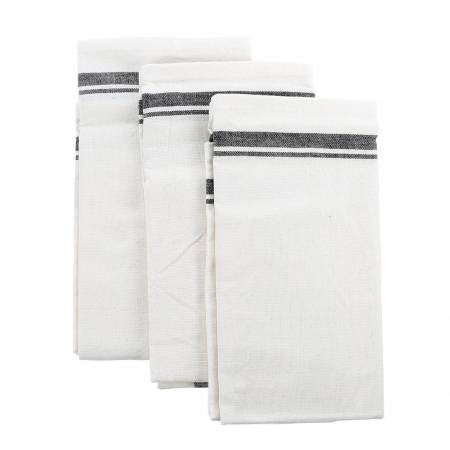 Aunt Marthas Vintage Stripe Towels - Black Set of 3