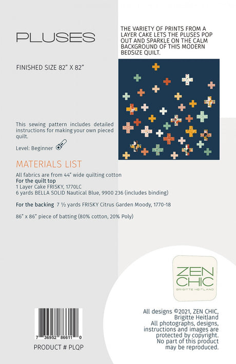 Back of the Pluses Quilt Pattern by Zen Chic