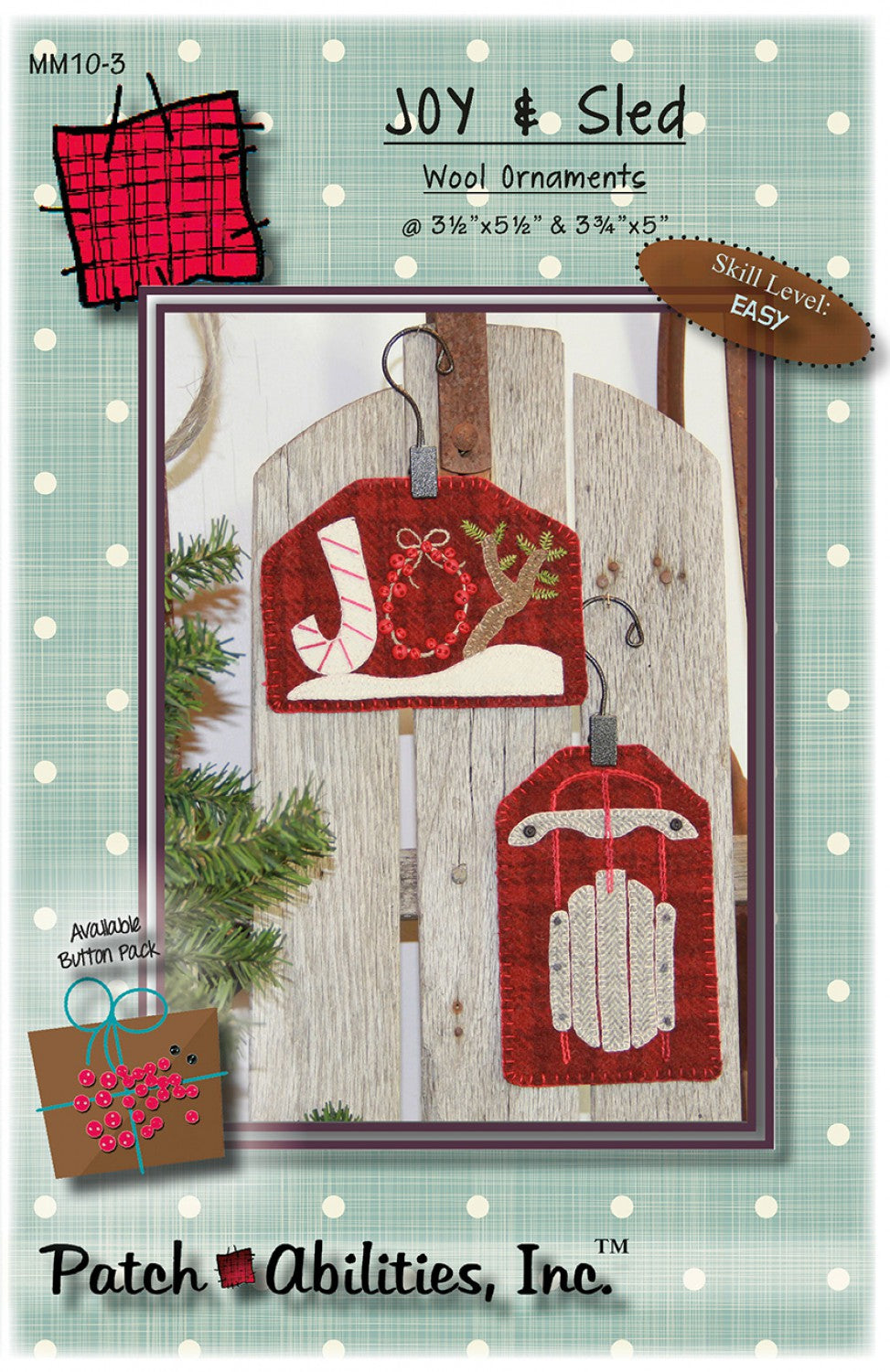 Joy & Sled Wool Ornaments