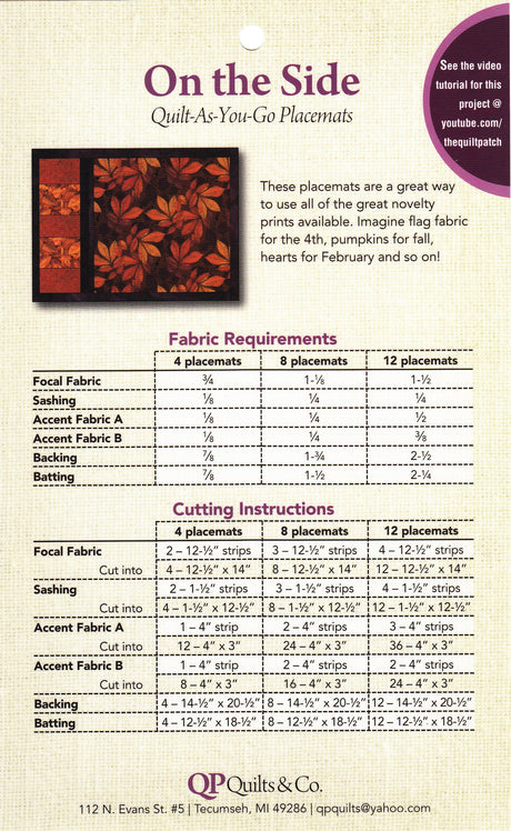 On the Side - Quilt-As-You-Go Placemats