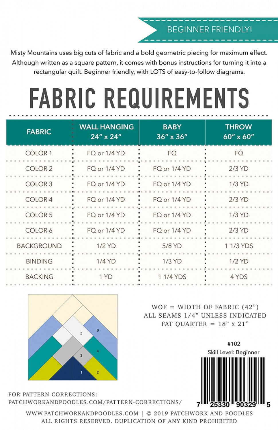 Misty Mountains Quilt Pattern