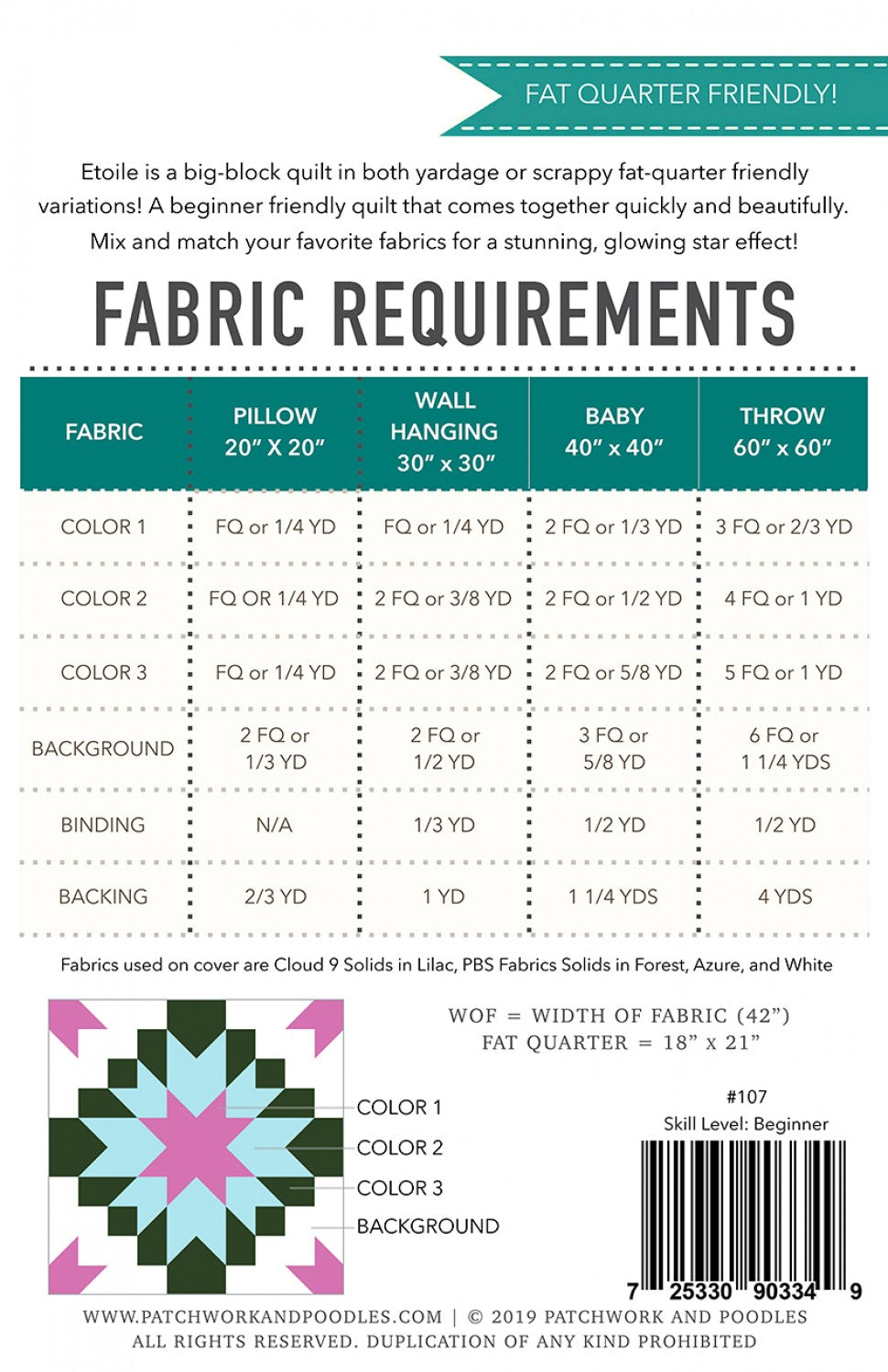 Etoile Quilt Pattern