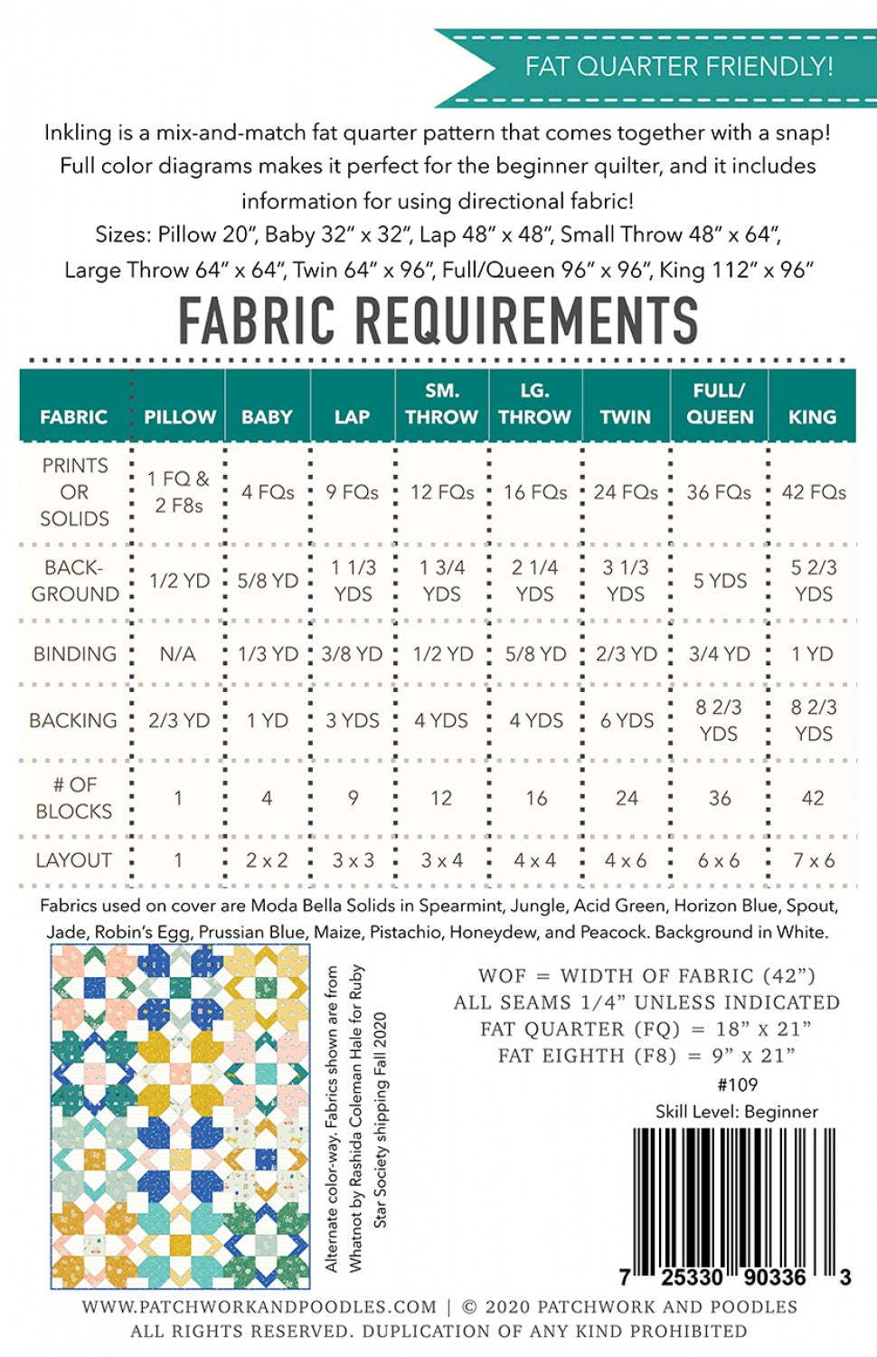 Inkling Quilt Pattern