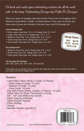 Back of the Peas & Carrots Softies Pattern by Pickle Pie Designs