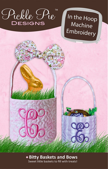 Bitty Baskets and Bows "In the Hoop" Machine Embroidery Design CD