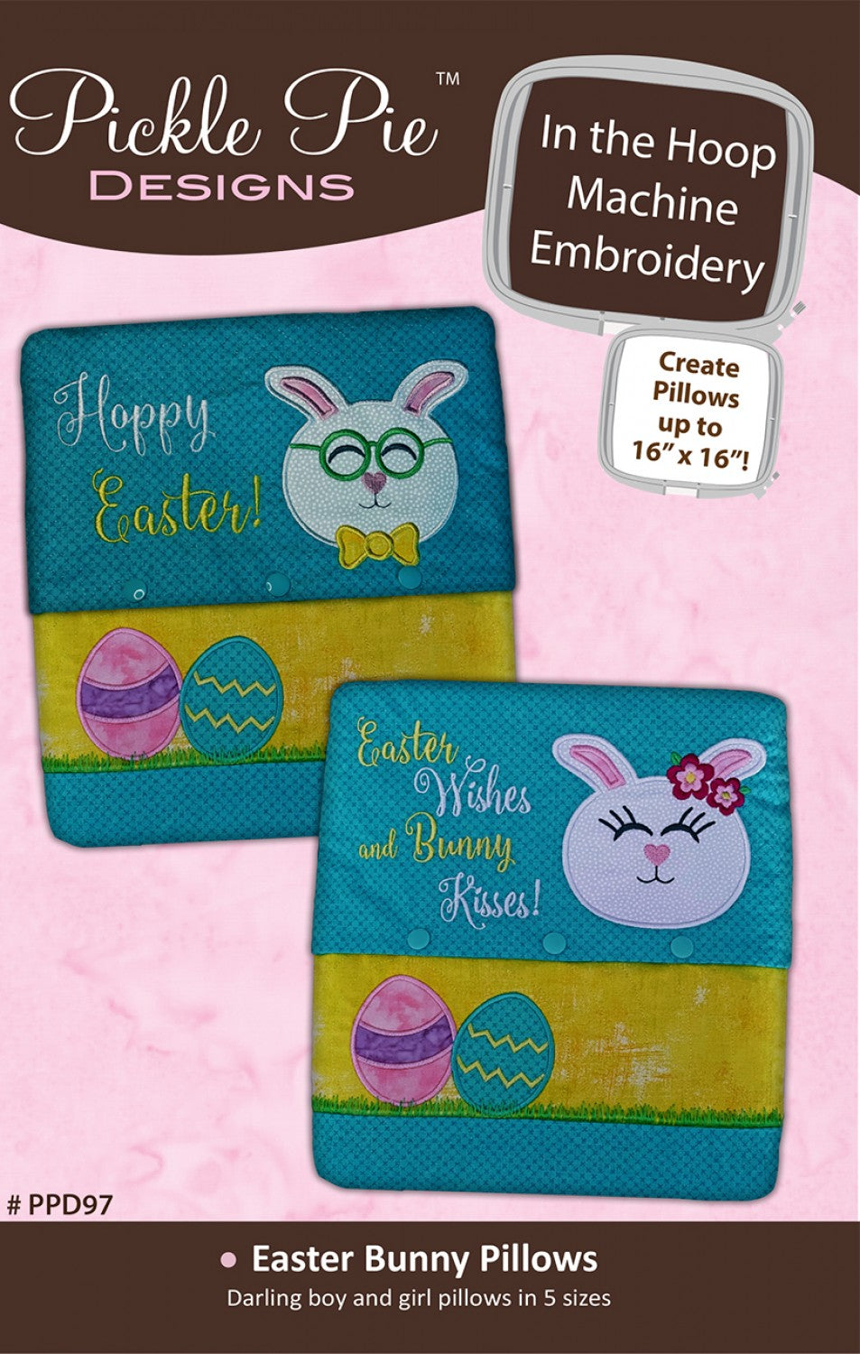 Easter Bunny Pillows In the Hoop Machine Embroidery Design CD