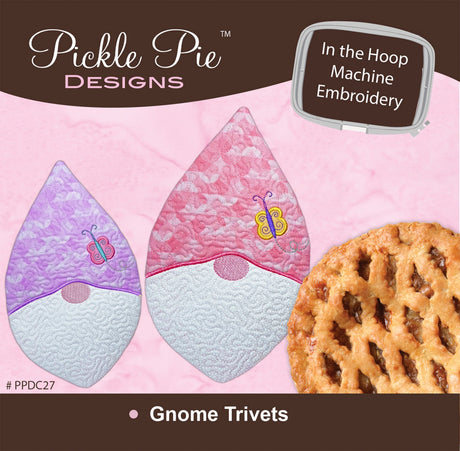 Gnome Trivets In the Hoop Machine Embroidery Design CD