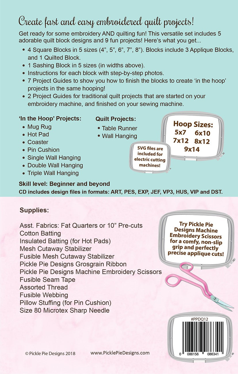 Puppy Love Quilt Block Projects In The Hoop Machine Embroidery Design CD