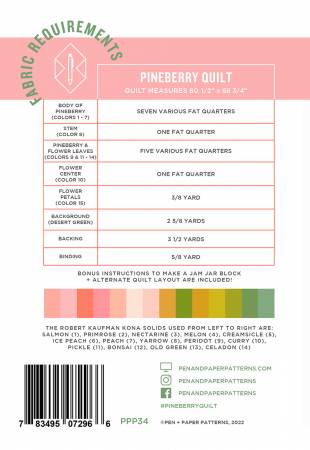 Back of the Pineberry Quilt Pattern by Pen and Paper Patterns