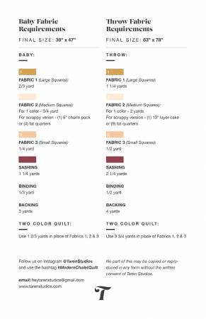 Back of the Modern Chalet Quilt Pattern by Taren Studios