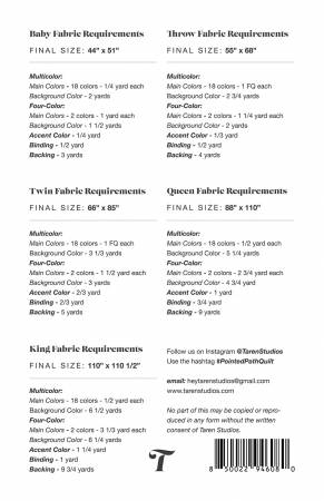 Back of the Pointed Path Quilt Pattern by Taren Studios