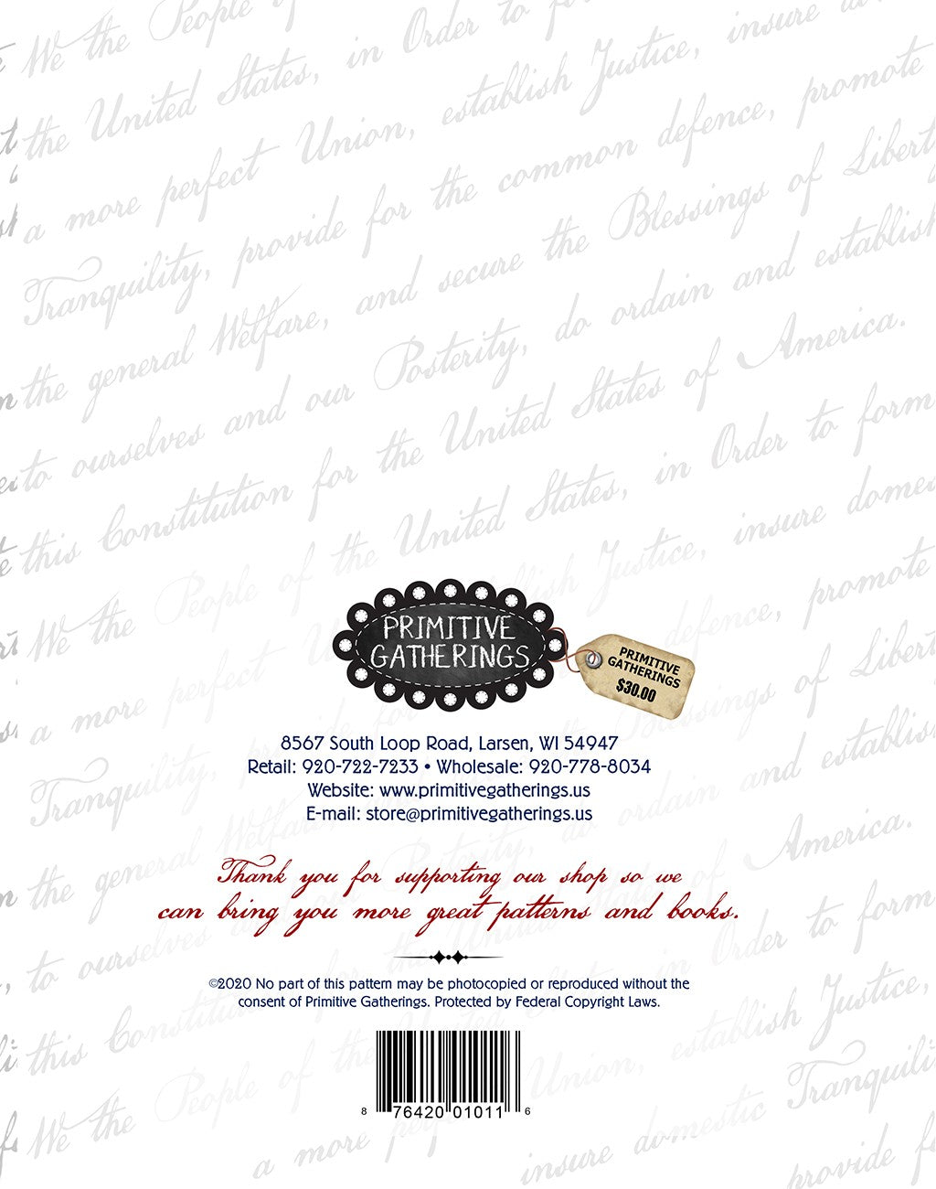 Back of the American Gatherings Book by Primitive Gatherings