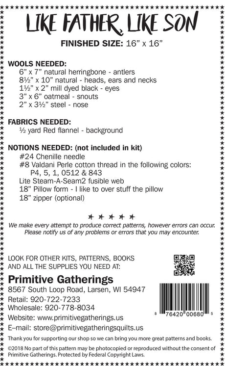 Back of the Like Father, Like Son Pattern by Primitive Gatherings