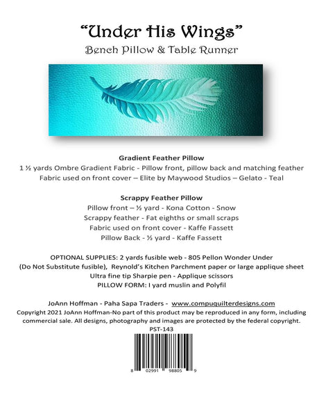 Under His Wings Bench Pillow and Table Runner Pattern