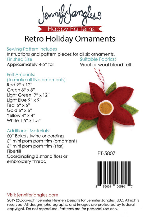 Retro Holiday Felt Ornaments Pattern