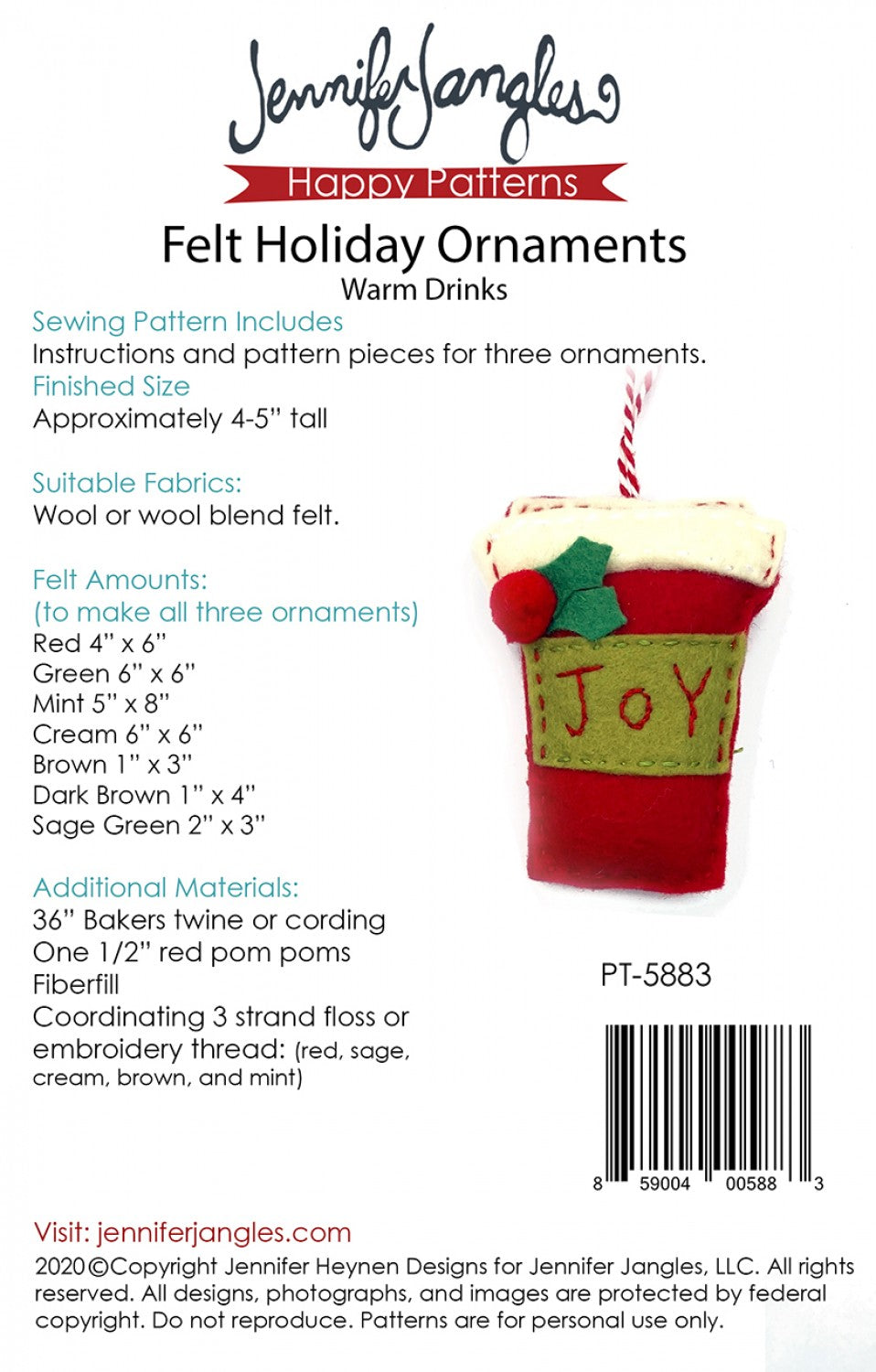 Felt Holiday Ornaments - Warm Drinks