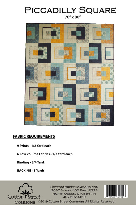 Back of the Piccadilly Square Downloadable Pattern by Cotton Street Commons