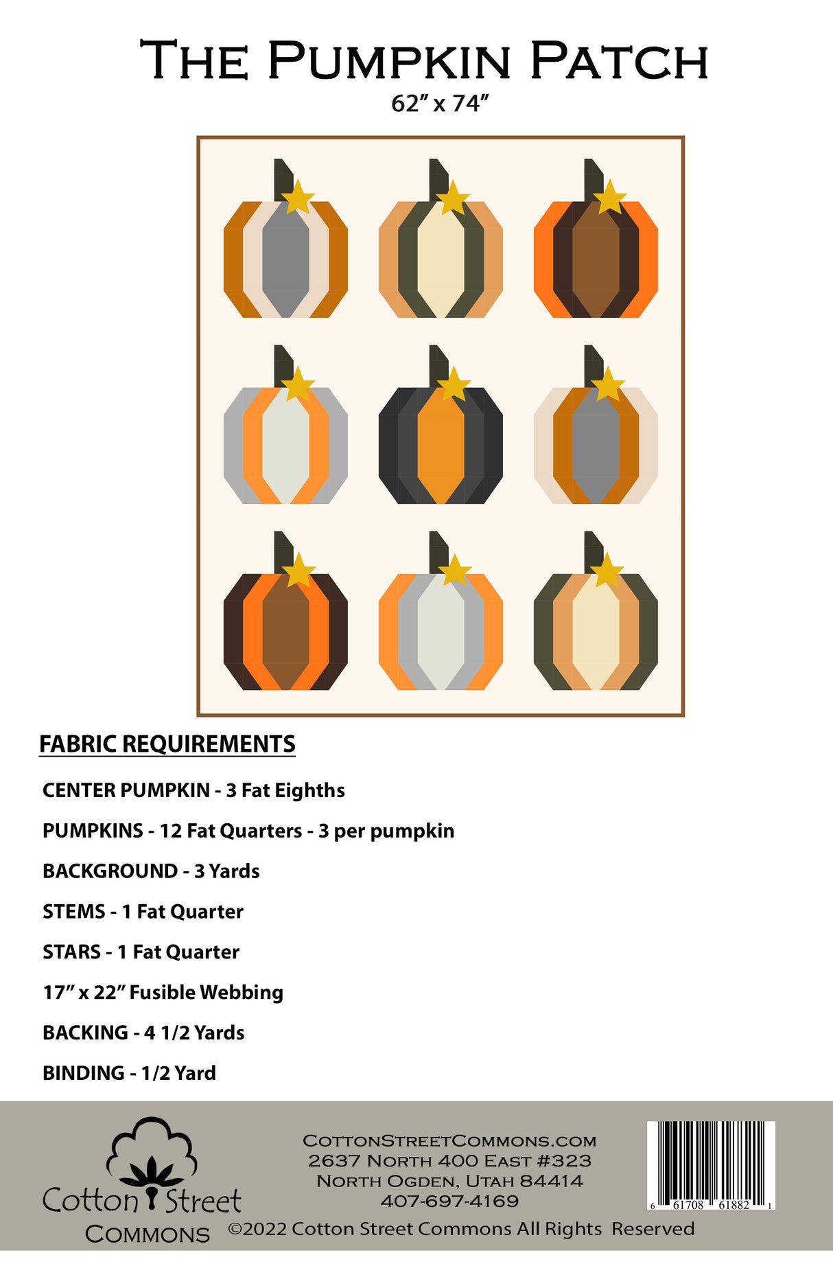 Back of the The Pumpkin Patch Downloadable Pattern by Cotton Street Commons
