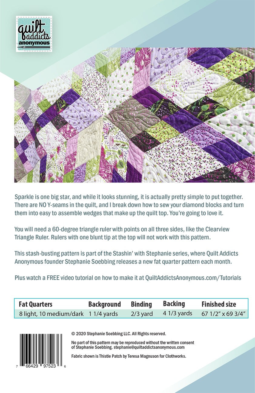 Back of the Sparkle Quilt Pattern by Quilt Addicts Anonymous