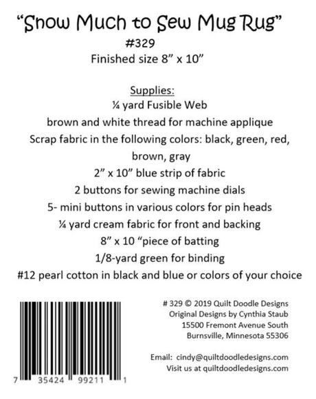 Snow Much To Sew Mug Rug