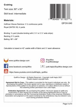 Back of the G-String Quilt Pattern by QuiltFox