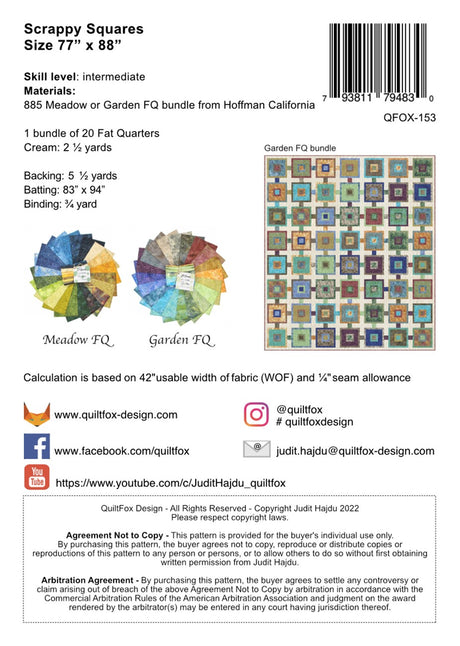 Back of the Scrappy Squares Quilt Pattern by QuiltFox