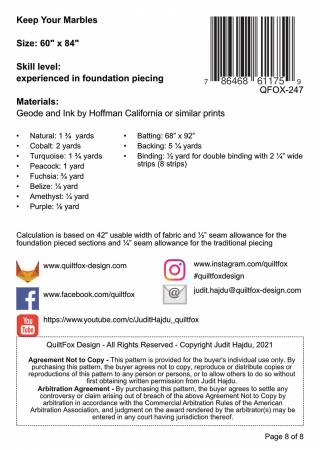 Back of the Keep Your Marbles Quilt Pattern by Quilt Fox