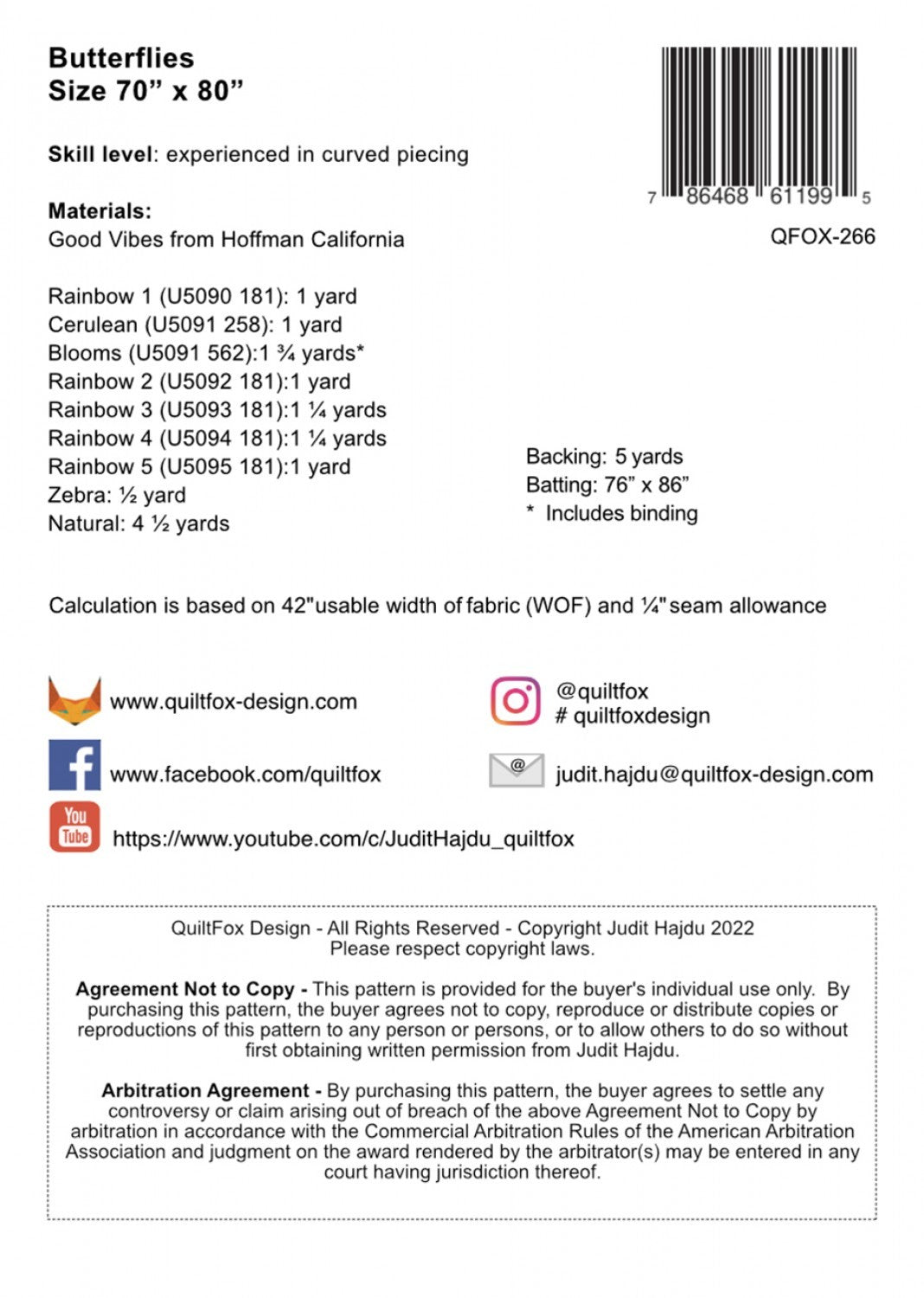 Back of the Butterflies Quilt Pattern by QuiltFox