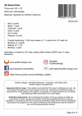 Back of the All About Ewe Quilt Pattern by QuiltFox