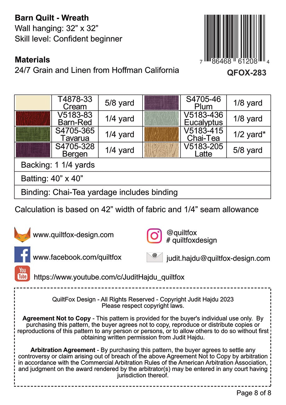 Back of the Barn Quilt Wreath Quilt Pattern by QuiltFox