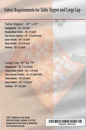 Back of the Tequila Sunrise Quilt Pattern by Quilting In The Valley