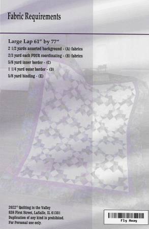 Back of the Fly Away Quilt Pattern by Quilting In The Valley