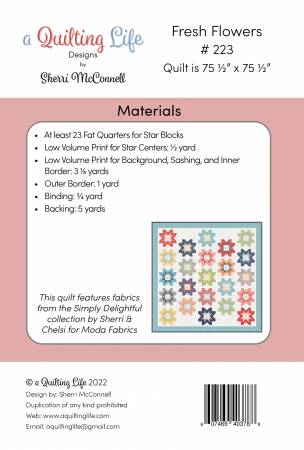 Back of the Fresh Flowers Quilt Pattern by Quilting Life Designs