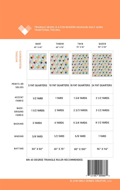 Triangle Hexies Quilt Pattern