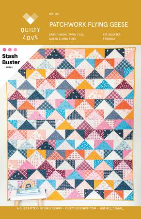 Patchwork Flying Geese Bed Size Quilt Pattern by Quilty Love